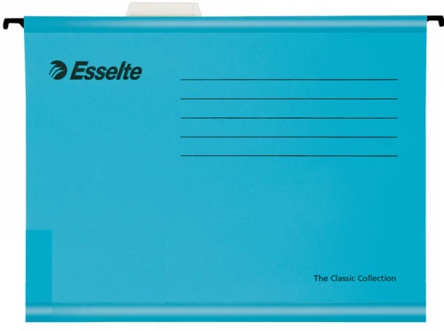 Teczka zawieszkowa kartonowa Esselte Classic, z wąsem skoroszytowym, A4, 330x245mm, 210g/m2, niebieski
