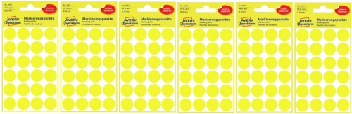 Etykiety Avery Zweckform, okrągłe, średnica 18mm, 96 sztuk, żółty