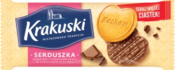 Herbatniki Krakuski Serduszka, z czekoladą, 171g