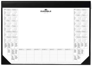 Podkład na biurko Durable, z kalendarzem 2024/2025 i notatnikiem, 59x42cm, z listwą, czarny