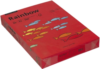 Papier kolorowy Rainbow, A3, 80g/m2, 500 arkuszy, czerwony