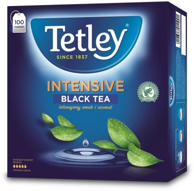 Herbata czarna w torebkach Tetley Intensive Black, 100 sztuk x 2g