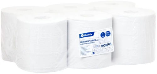 Ręcznik papierowy Merida, 2-warstwowy, 6x150m, w roli, 6 rolek, biały