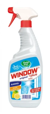 Płyn do mycia szyb Window Plus Gold Drop, z rozpylaczem, cytrynowy, 750ml