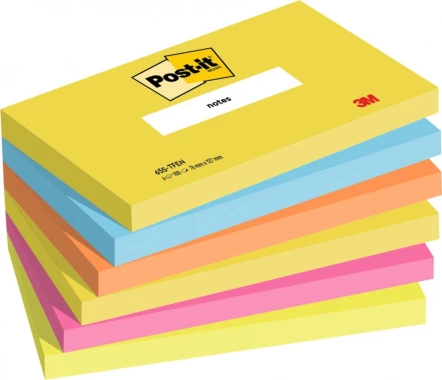 Karteczki samoprzylepne Post-it Paleta Energetyczna, 76x127mm, 6x100 karteczek, mix kolorów