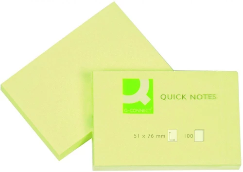 Karteczki samoprzylepne Q-Connect, 51x76mm, 100 karteczek, żółty pastelowy