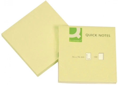 Karteczki samoprzylepne Q-Connect, 76x76mm, 100 karteczek, żółty pastelowy
