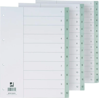 Przekładki plastikowe  numeryczne Q-Connect, A4, 1-12 kart, szary