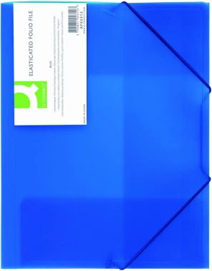 Teczka z gumką Q-connect, A4, plastikowa, 3-skrzydłowa, transparentny niebieski