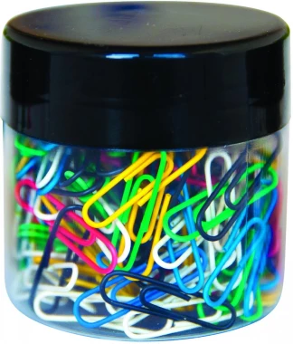 Spinacz Q-Connect, okrągły, w plastikowym słoiku, 28mm, 150 sztuk, mix kolorów