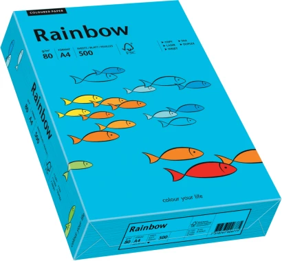 Papier kolorowy Rainbow, A4, 80g/m2, 500 arkuszy niebieski (R87)