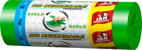 Worki na śmieci Jan Niezbędny, EP, 35l, 50x60cm, 20 sztuk, do segregacji szkła, zielony
