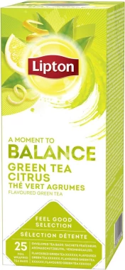 Herbata zielona smakowa w kopertach Lipton Classic Green Tea Citrus, cytrynowa, 25 sztuk x 1.3g