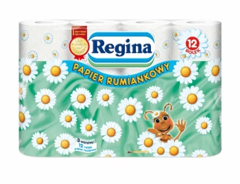 Papier toaletowy Regina Rumiankowy, 3-warstwowy, 12 rolek, biały