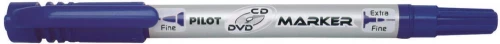 Marker dwustronny do płyt CD i DVD Pilot Twin, okrągła, niebieski