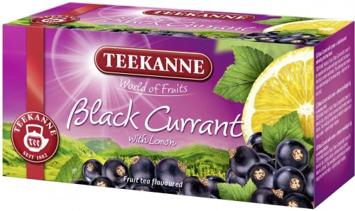 Herbata owocowa w kopertach Teekanne World of Fruits Black Currant with lemon, czarna porzeczka z cytryną, 20 sztuk x 2.5g
