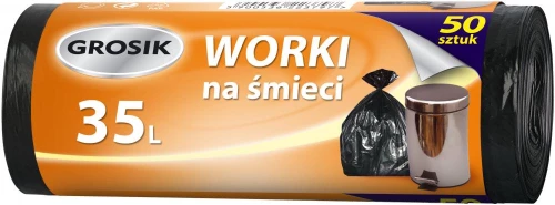 Worki na śmieci Grosik, HD, 35l, 50 sztuk, czarny