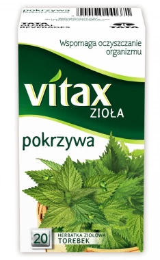 Herbata ziołowa w torebkach Vitax, pokrzywa, 20 sztuk x 1.5g
