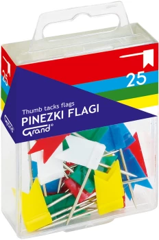 Pinezki flagi Grand, w pudełku, 25 sztuk, mix kolorów