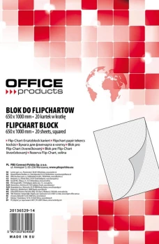 Blok do flipchartów Office Products, 65x100cm, kratka, 20 kart