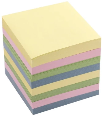Karteczki do notatek D.Rect, nieklejone, 85x85x80mm, 800 kartek, mix kolorów pastelowych