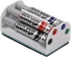 Marker suchościeralny Pentel Maxiflo MWL5M, z tłoczkiem, okrągła, 4 sztuki, 6mm, mix kolorów + gąbka magnetyczna