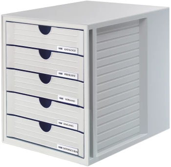 Pojemnik Han System-Box, z 5 szufladami, do dokumentów, A4, szary