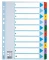 Przekładki kartonowe numeryczne z kolorowymi indeksami Esselte Mylar, A4, 1-10 kart, mix kolorów