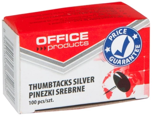 Pinezki  Office Products, 100 sztuk, srebrny