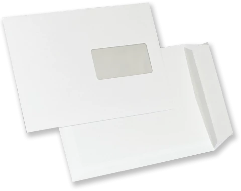 Koperta standardowa NC, C5, z paskiem HK, okno lewe, 500 sztuk, biały