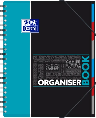 Kołonotatnik z przekładkami Oxford Student OrganiserBook, A4+ (245X310), w kratkę, 80 kartek, mix wzorów