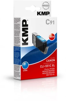 Tusz KMP C91 (CLI-551C XL), 15ml, cyan (błękitny)