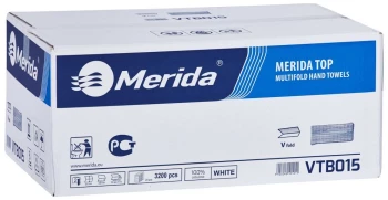 Ręcznik papierowy Merida, dwuwarstwowy, w składce ZZ, 20x160 składek, biały