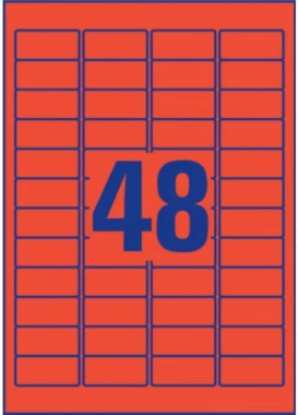 Etykiety usuwalne Avery Zweckform, 45.7x21.2mm, 20 arkuszy, czerwony