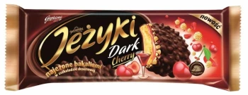 Ciastka Jeżyki, wiśniowy w ciemnej czekoladzie, 140g