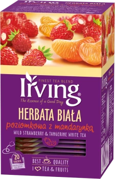 Herbata biała smakowa w kopertach Irving, poziomka z mandarynką, 20 sztuk x 1.5g