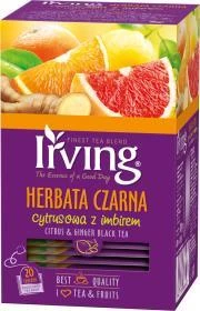 Herbata czarna aromatyzowana w kopertach Irving, cytryna i imbir, 20 sztuk x 1.5g
