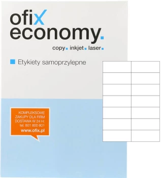 Etykiety uniwersalne Ofix Economy, 105x42.4mm, 100 arkuszy, biały