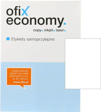 Etykiety uniwersalne Ofix Economy, 210x297mm, 100 arkuszy, biały