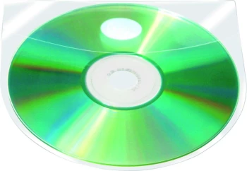 Kieszeń z oknem na CD/DVD Q-Connect, PP, 10 sztuk, przezroczysty