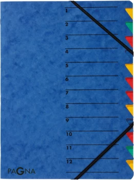 Teczka segregująca Pagna, A4, 12 przekładek, niebieski