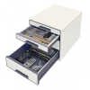 Pojemnik Leitz Wow Cube, z 4 szufladami, A4+, biało-szary