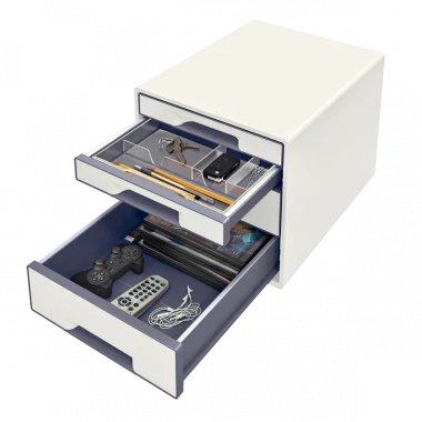 Pojemnik Leitz Wow Cube, z 4 szufladami, A4+, biało-szary