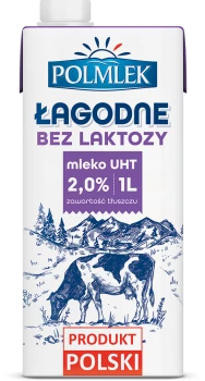 Mleko UHT Łagodne, bez laktozy, 2%, 1l
