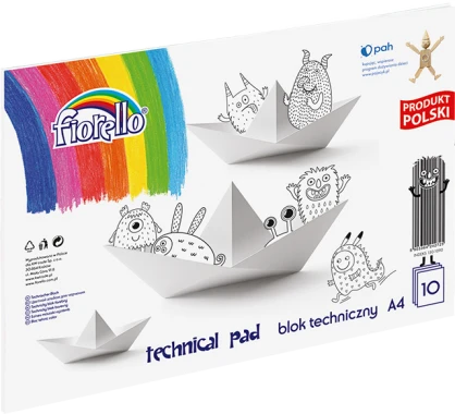 Blok techniczny Fiorello, A4, 10 kartek, biały