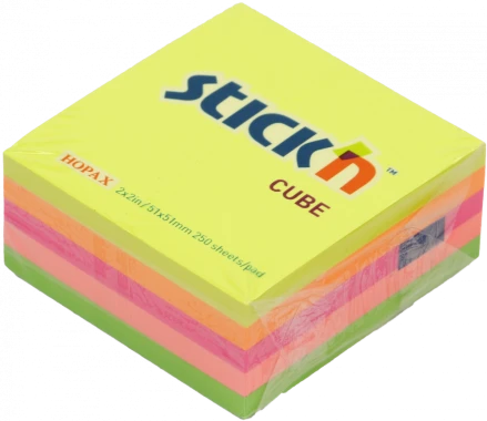 Karteczki samoprzylepne  Stick'n, 51x51mm, 250 karteczek, mix kolorów neonowych