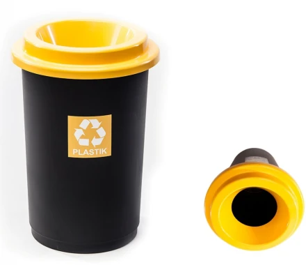 Kosz do segregacji plastiku Plafor Eco Bin, 50l, czarno-żółty