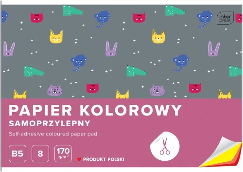 Zeszyt papierów kolorowych samoprzylepnych Interdruk, B5, 8 kartek