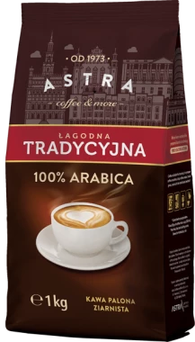 Kawa ziarnista Astra Łagodna Arabica, Tradycyjna, 1kg