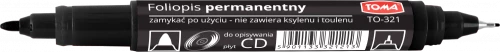 Marker dwustronny do płyt CD i DVD Toma TO-321, okrągła, 0.5mm/1.0mm, czarny